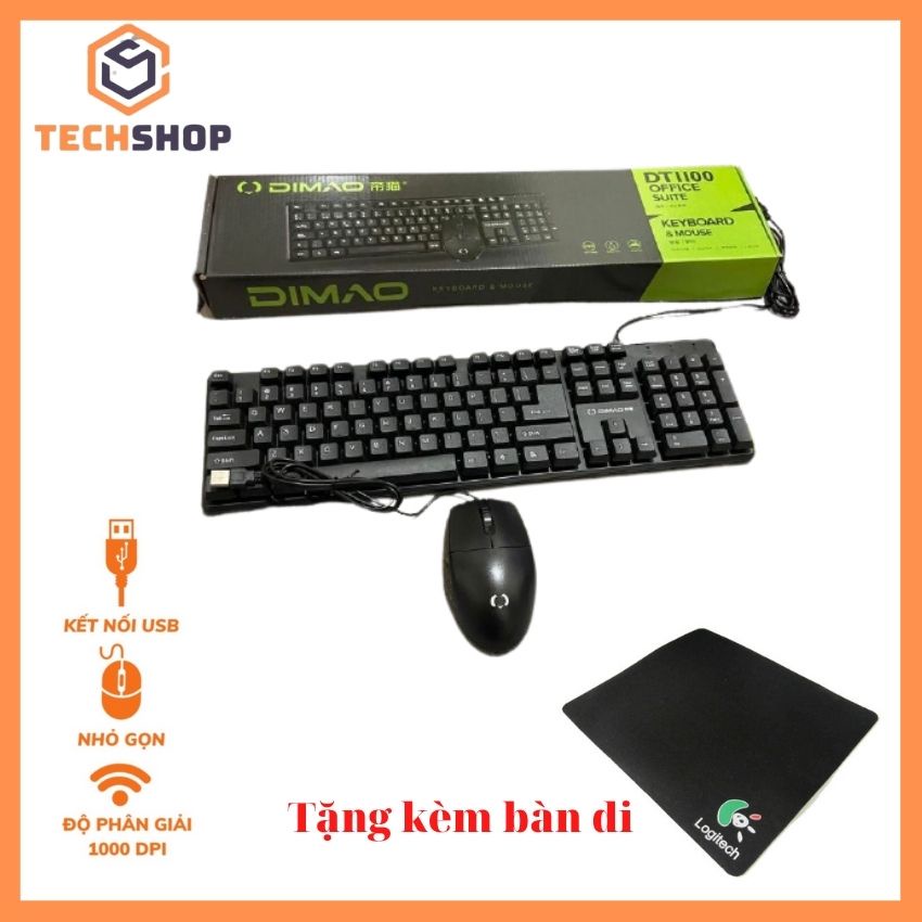 Bàn phím key máy tính có dây ,kèm chuột DIMAO DT1100 Siêu Bền Chất Lượng Cao ,bảo hành 12 tháng
