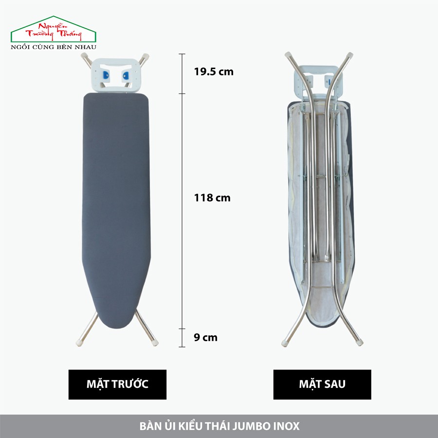 Bàn để ủi dạng đứng kiểu Thái Jumbo 01 Inox - TẶNG  | Thái Jumbo 01 Inox Ironing board