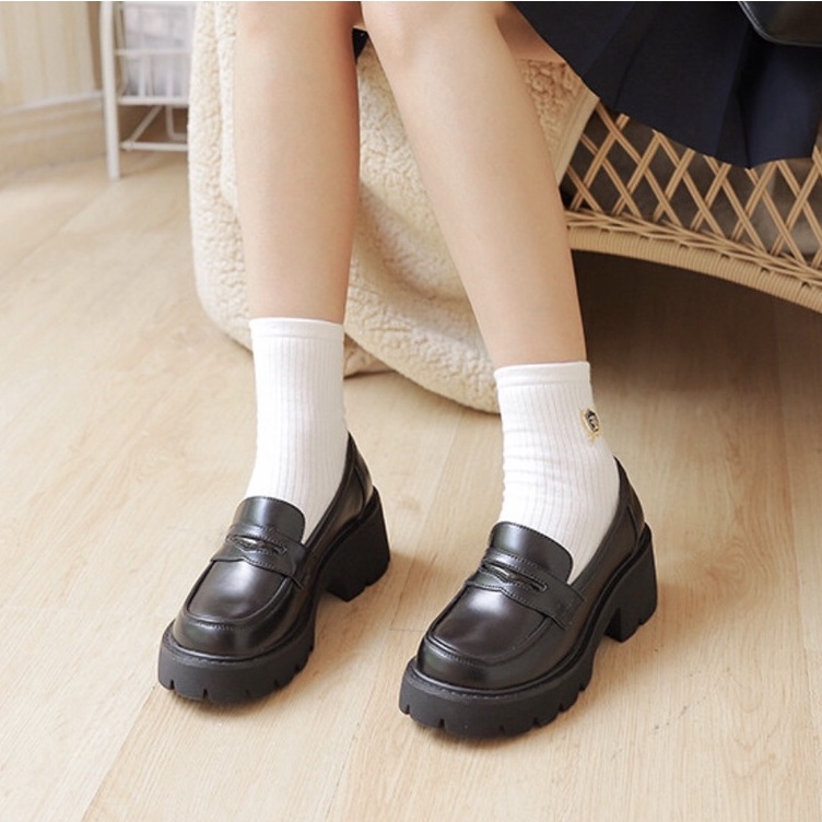 Platform Joshi loafers - Giày da bò nữ phong cách cá tính, dễ thương