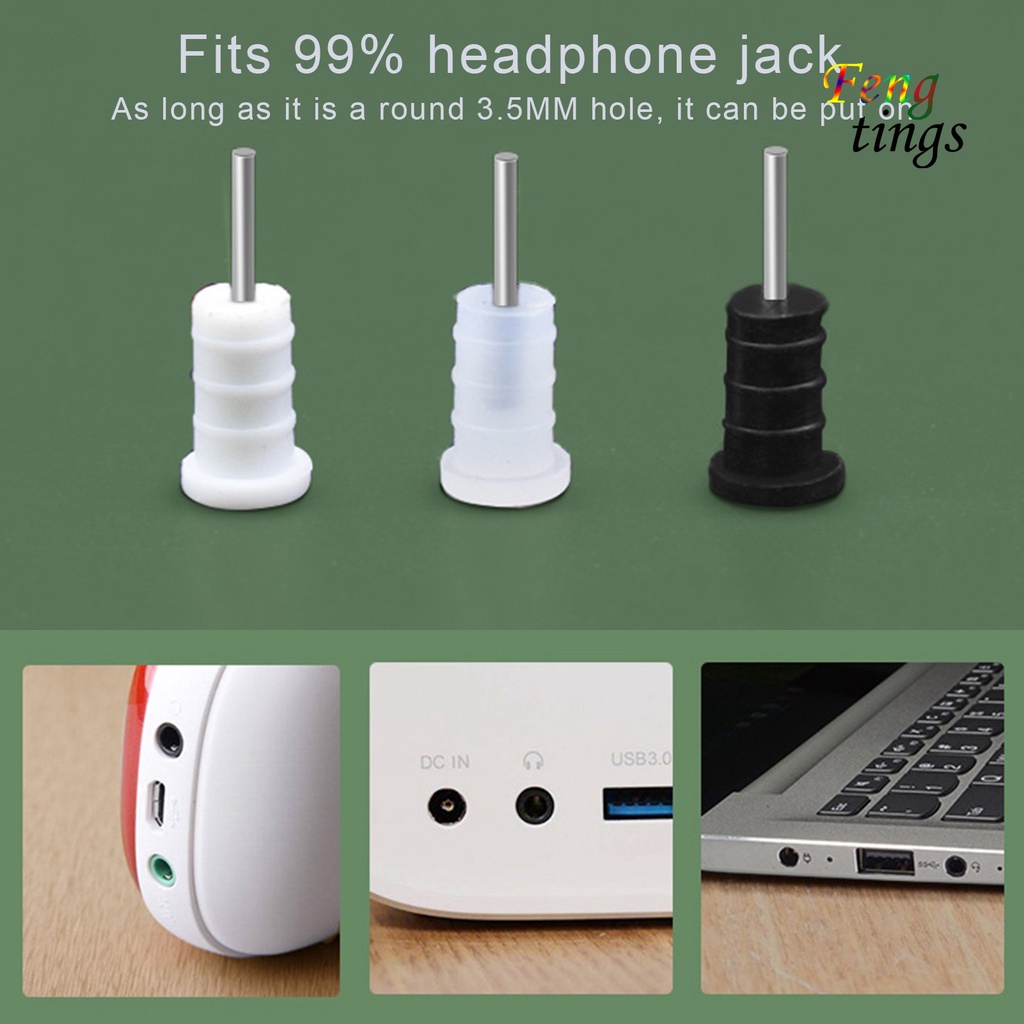 Set 5 nút bịt chống bụi bằng silicon 3.5mm thông dụng cho điện thoại thông minh
