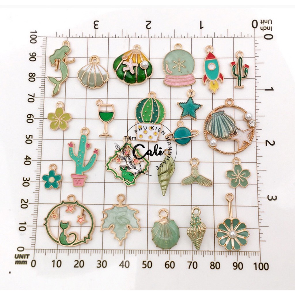 Set 31 Charm vòng tay, khuyên tai, lắc hoạ tiết cute
