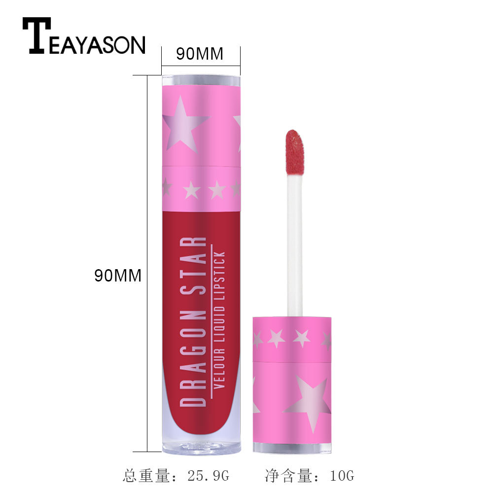 Mờ Nhung Tím Đen Trắng Matte Lipstick Không Thấm Nước Không Dính Cốc Ngôi Sao Son Bóng Ánh Kim