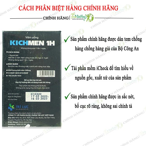 KICHMEN 1H - Tăng Cường Sức Mạnh Nam Giới HỘP 30 VIÊN [CHÍNH HÃNG] | BigBuy360 - bigbuy360.vn