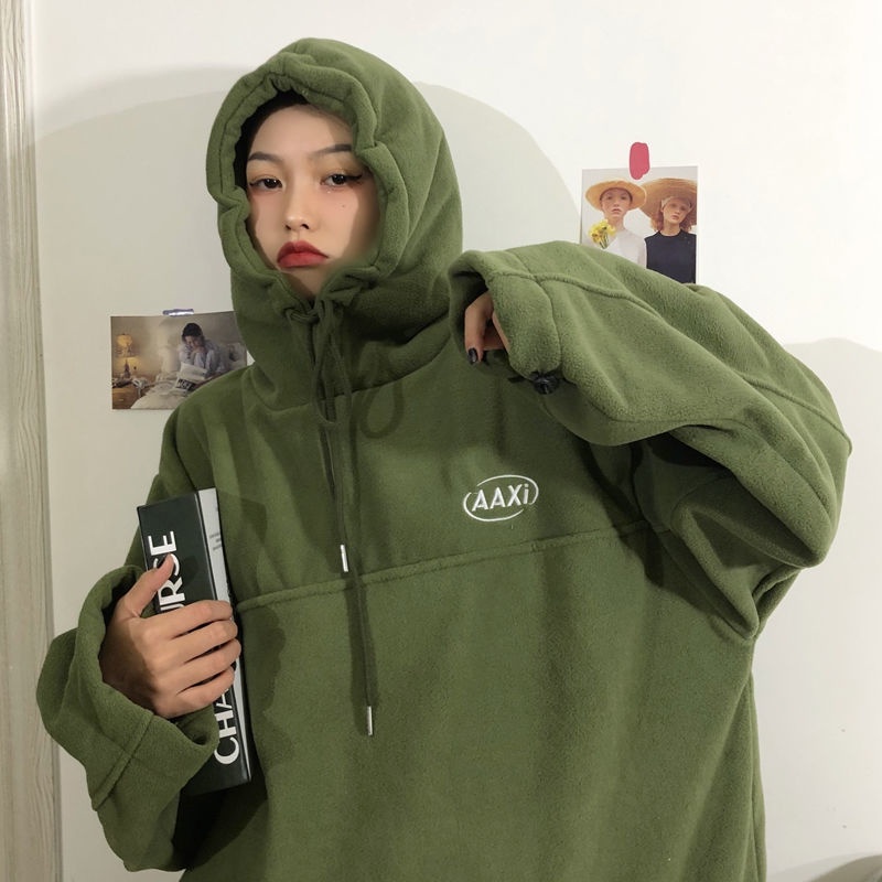 Áo hoodie COZOKC tay dài dáng rộng thêu chữ phong cách hiphop