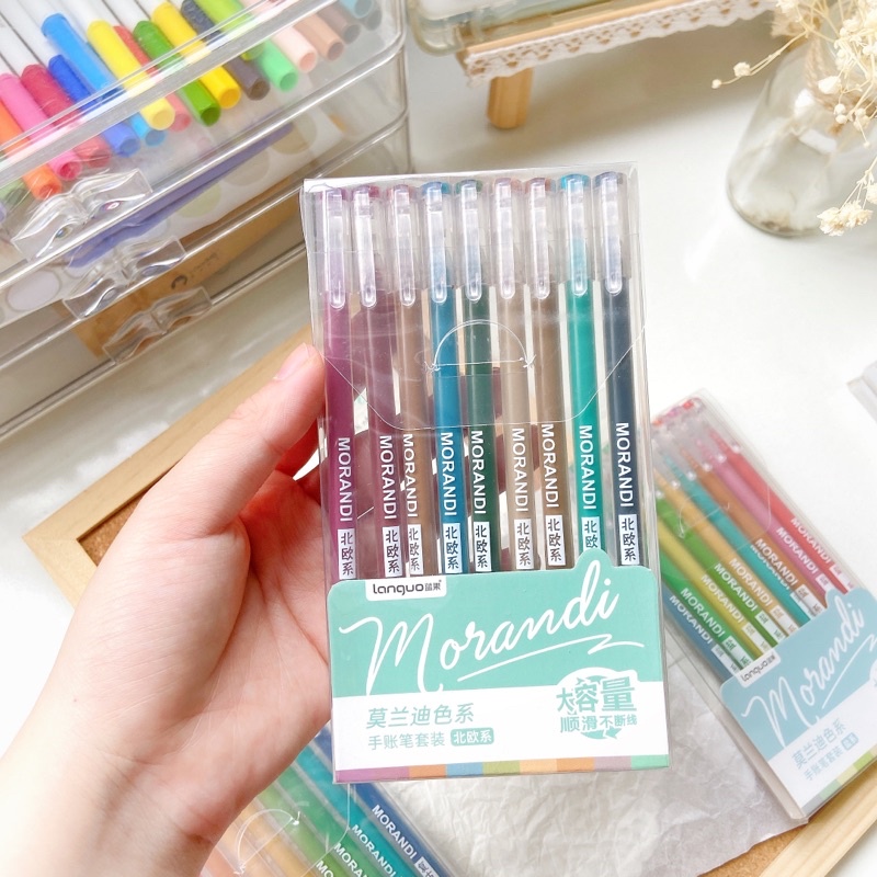 SET 9 BÚT GEL MÀU MORANDI DÙNG ĐỂ TAKE NOTE TRANG TRÍ SỔ TAY BULLET JOURNAL