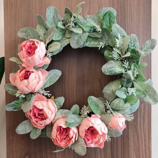 Vòng hoa treo cửa - hoa hồng David Austin