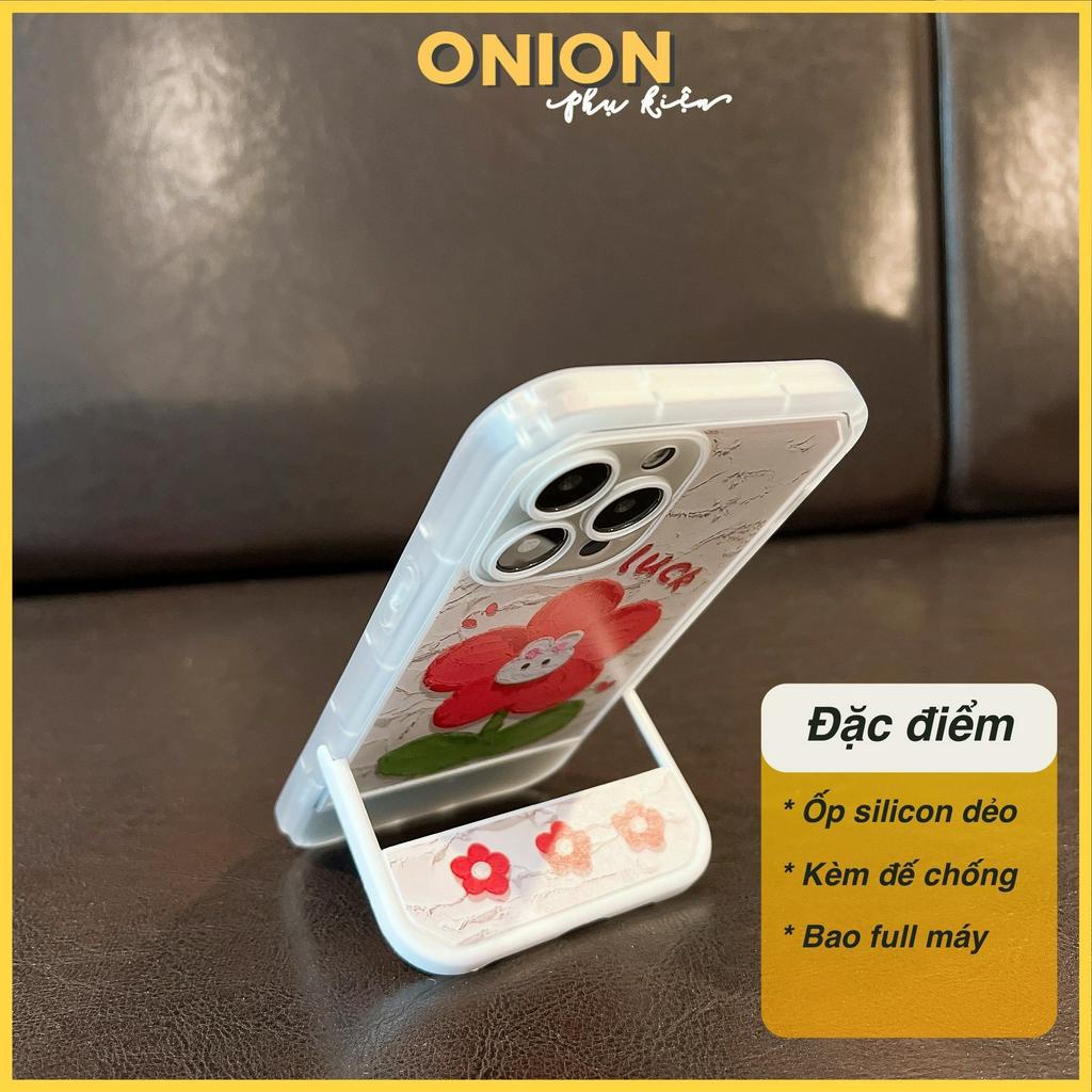 Ốp Hoa Lucky kèm đế chống dành cho iPhone Xsmax 11 12 13 14 Pro Promax