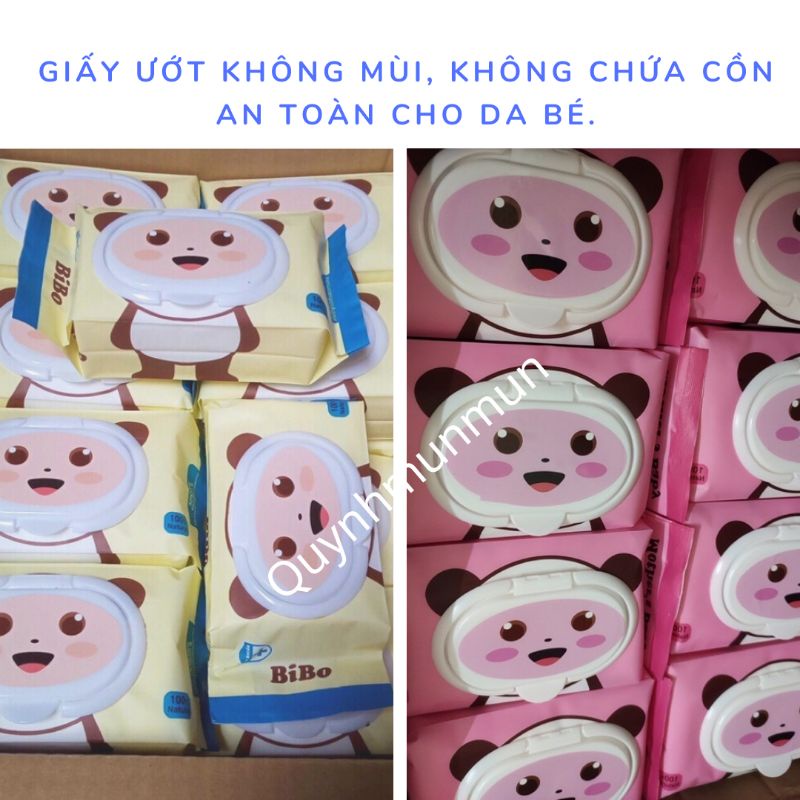 Giấy ướt không mùi Bibo baby (1 bịch 100 tờ rút)