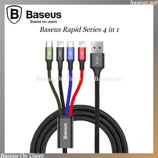Cáp sạc đa năng - Dây sạc Baseus - 2 Lightning/1 Type C/1 Micro - 1 cổng Lightning truyền dữ liệu - Tiện lợi - Siêu bền