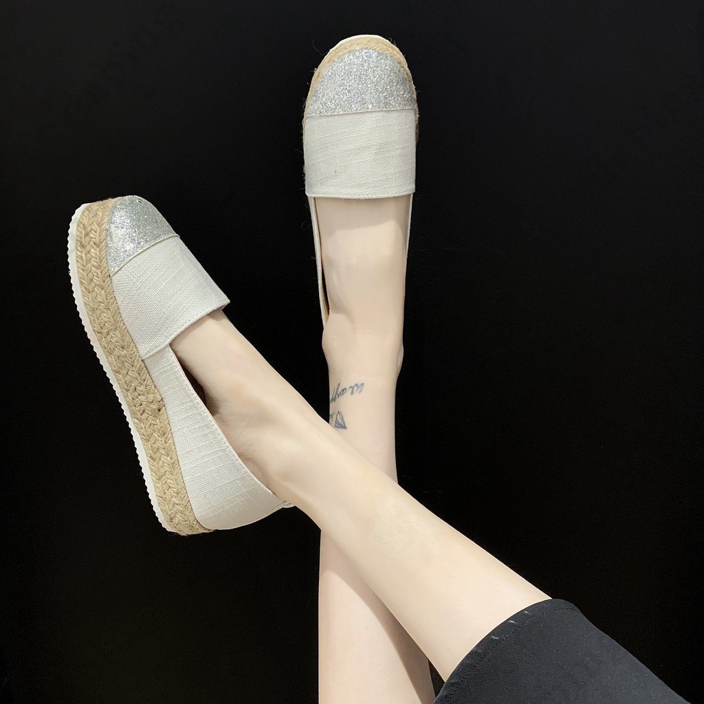 Giày Lười Đan Cói Đế Dày Tăng Chiều Cao Size Lớn 35-43 42