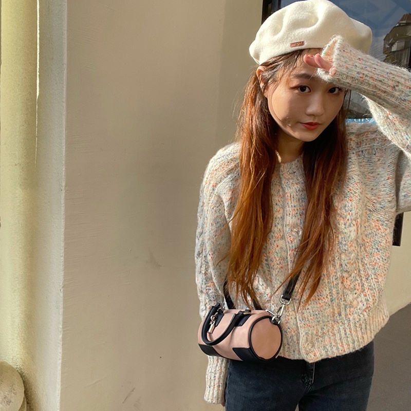 Túi đeo vai IELGY hình trụ mini có khóa thời trang cho nữ