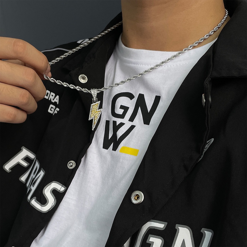 Vòng Cổ Dây Gai Dầu Hình Tia Chớp Phong Cách hip hop Đường Phố Cá Tính Cho Nam Và Nữ