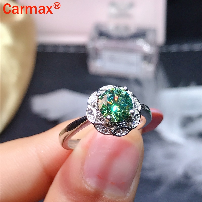 Nhẫn Moissanite Màu Xanh Dương Và Xanh Lá Thanh Lịch
