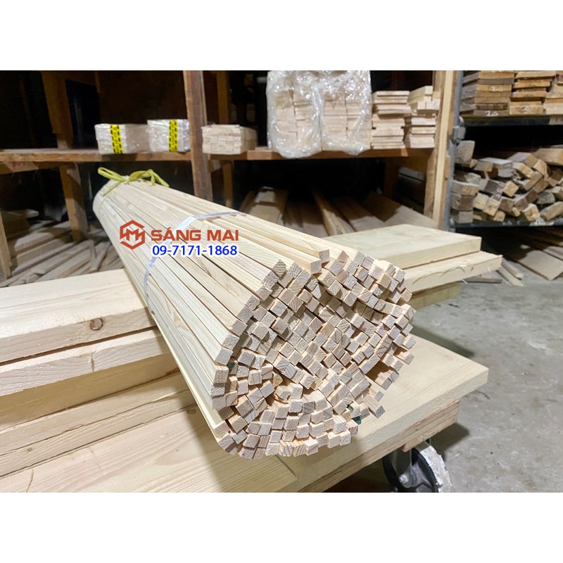 [MS115] Thanh gỗ thông vuông 1cm x 1cm x dài 120cm + bào láng 4 mặt