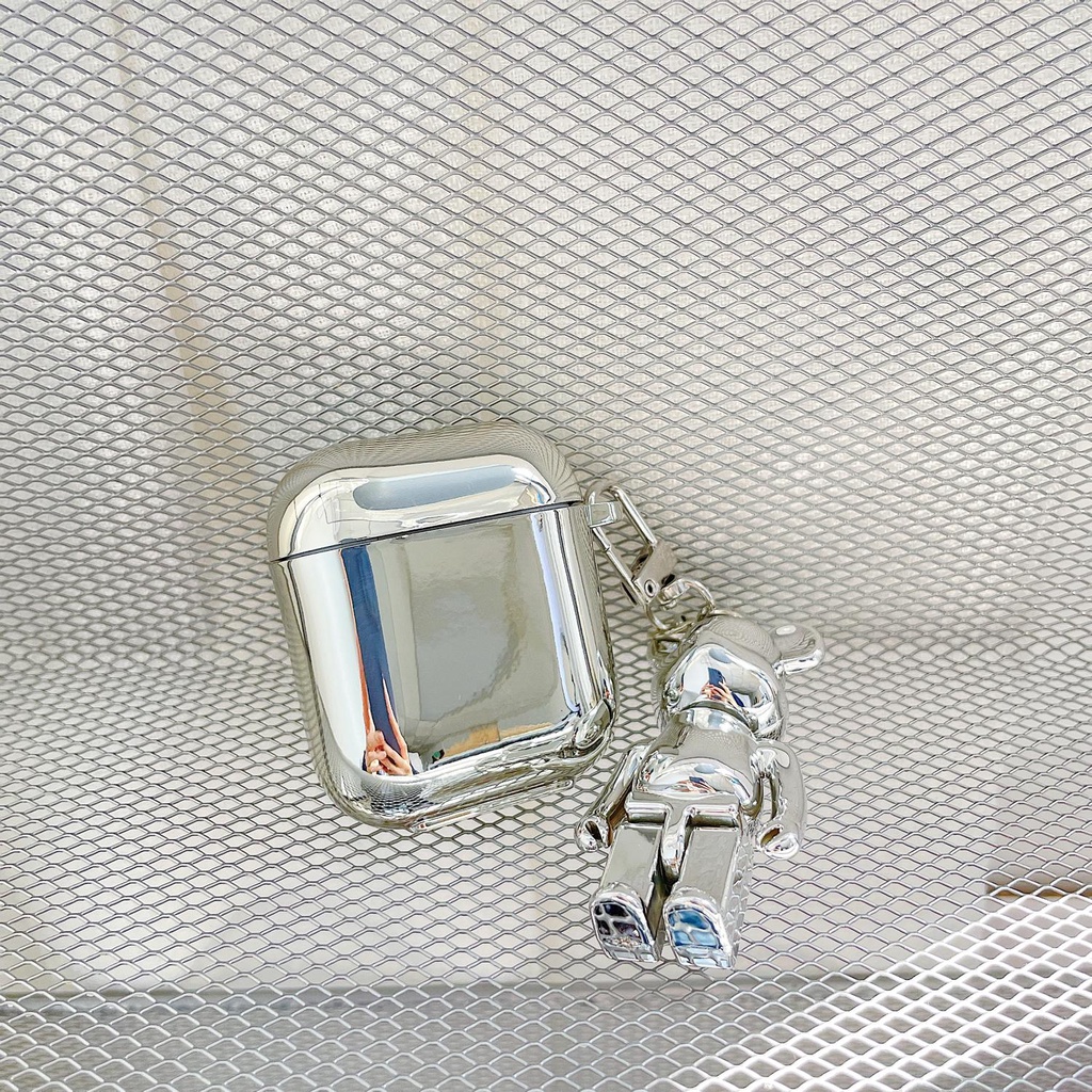 Vỏ bảo vệ hộp sạc tai nghe airpods 1/2 3 pro mạ điện chống sốc chống thấm nước họa tiết chú gấu dễ thương
