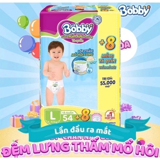 Tã quần Bobby L54 miếng tặng thêm 8 miếng