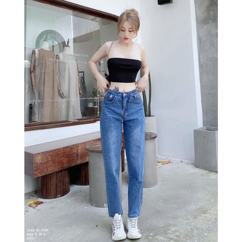 Quần baggy bò nữ Kpboutique✔️ Màu xanh đậm Fom quần tôn dáng dễ mặc phù hợp với nhiều dáng người✔️ Cam kết đổi trả hàng