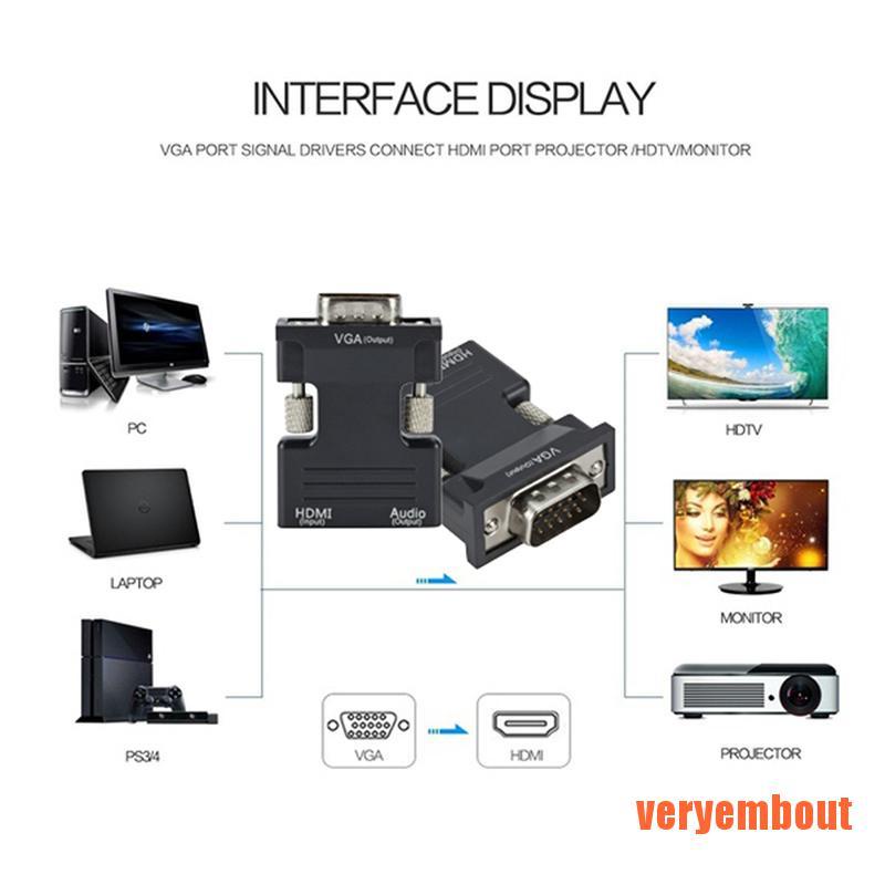 Đầu Chuyển Đổi HDMI Cái Sang VGA Đực Hỗ Trợ Tín Hiệu 1080P