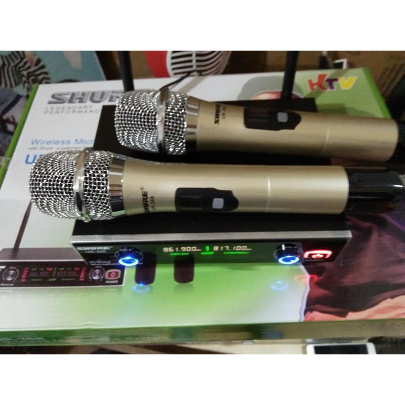 Micro Karaoke Không Dây SHURE UR368 Chinh Hãng Cực Hay Led 7 Màu
