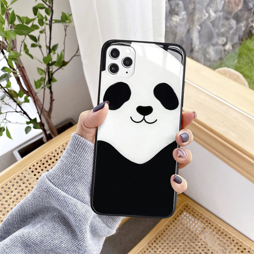 Ốp lưng iphone 8 plus x xr xs max 11 pro max 12 pro max 12 mini 6 plus 6s plus 7 plus ốp kính iphone gấu panda