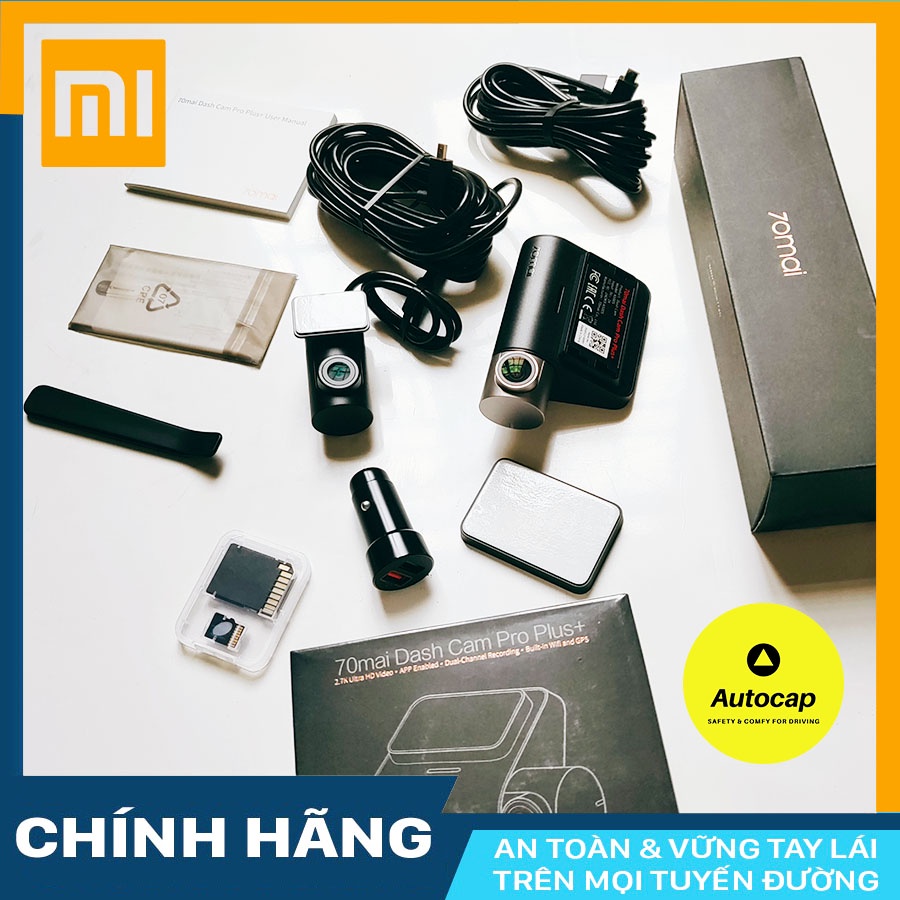Camera hành trình ô tô Xiaomi 70mai Pro Plus A500s  kèm mắt sau RC06/RC09 + KM thẻ 64GB Class 10