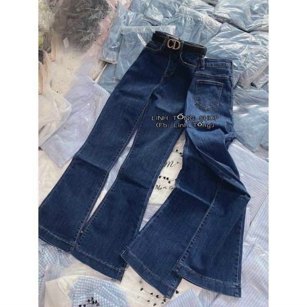 Quần Jeans ống loe trơn may gấu hàng đẹp