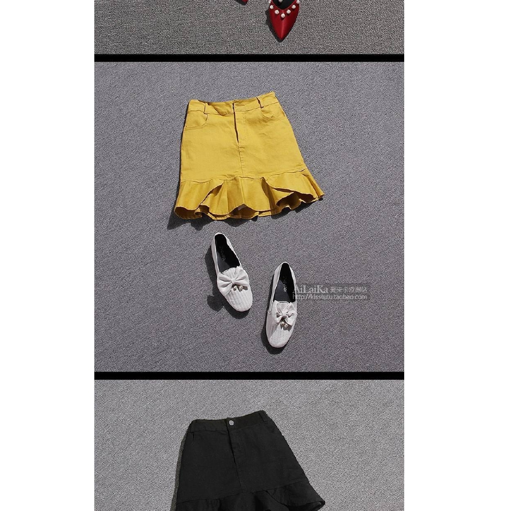 Chân Váy Denim Phối Bèo Xinh Xắn Dành Cho Nữ | BigBuy360 - bigbuy360.vn