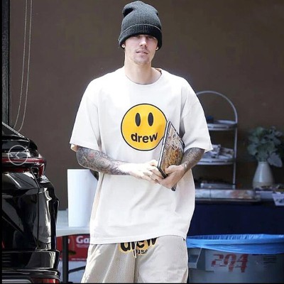 DREW HOUSE Justin Bieber The same smiley print casual loose short-sleeved T-shirt
