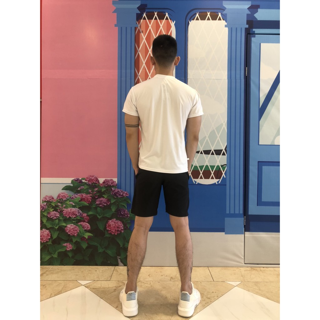 Bộ thể thao nam cổ tròn mẫu mới chất thun - MÀU TRẮNG