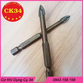 Mũi khoan gạch, thủy tinh... phi 6 và 8 chuôi lục giác màu đen thẳng