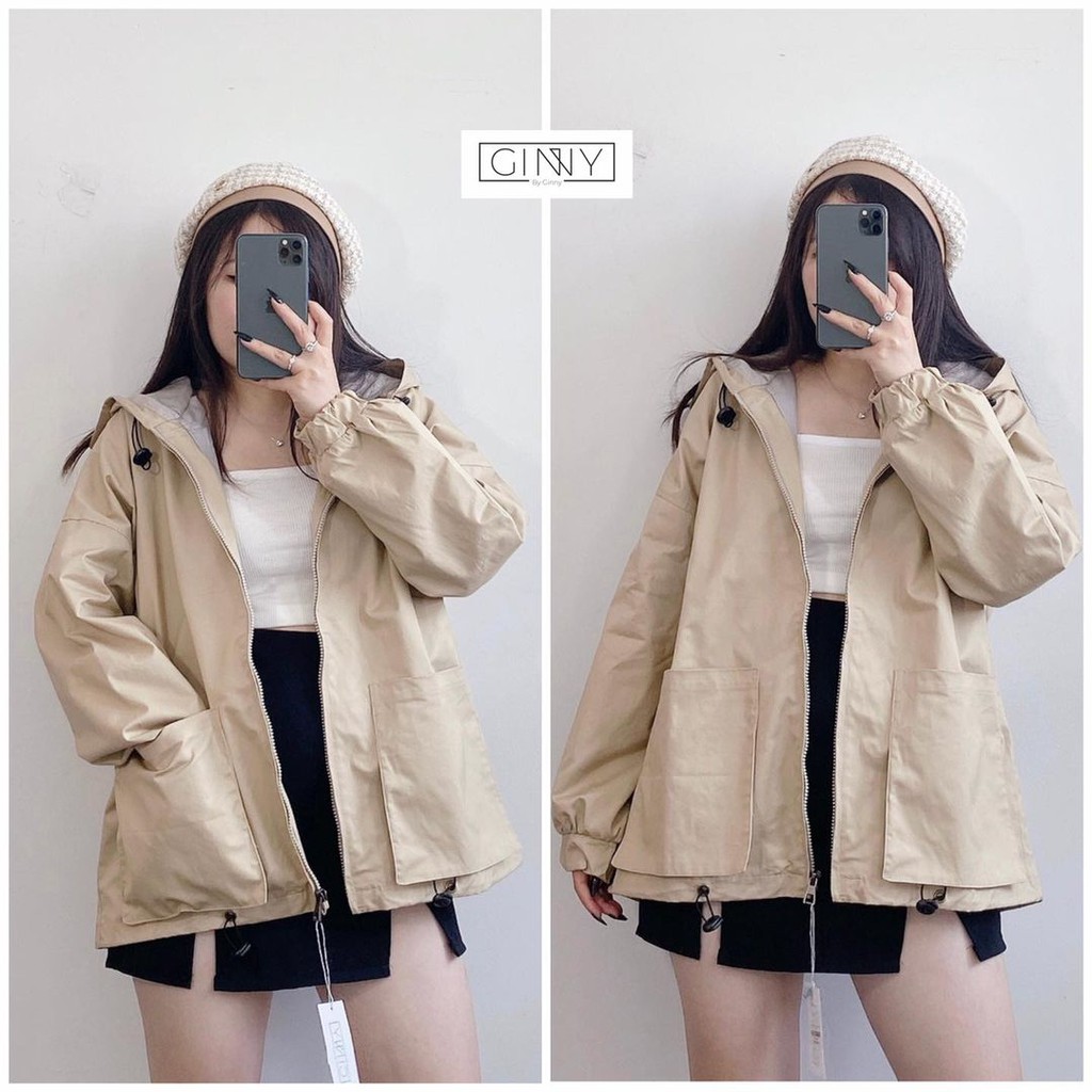 Áo khoác kaki Ulzzang 2 lớp TR| Áo chống nắng 2 lớp có mũ