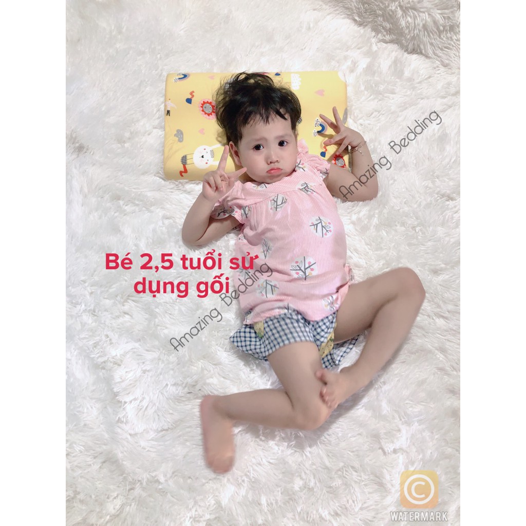 Gối cao su siêu mềm cho bé loại 5cm vỏ cotton thun.