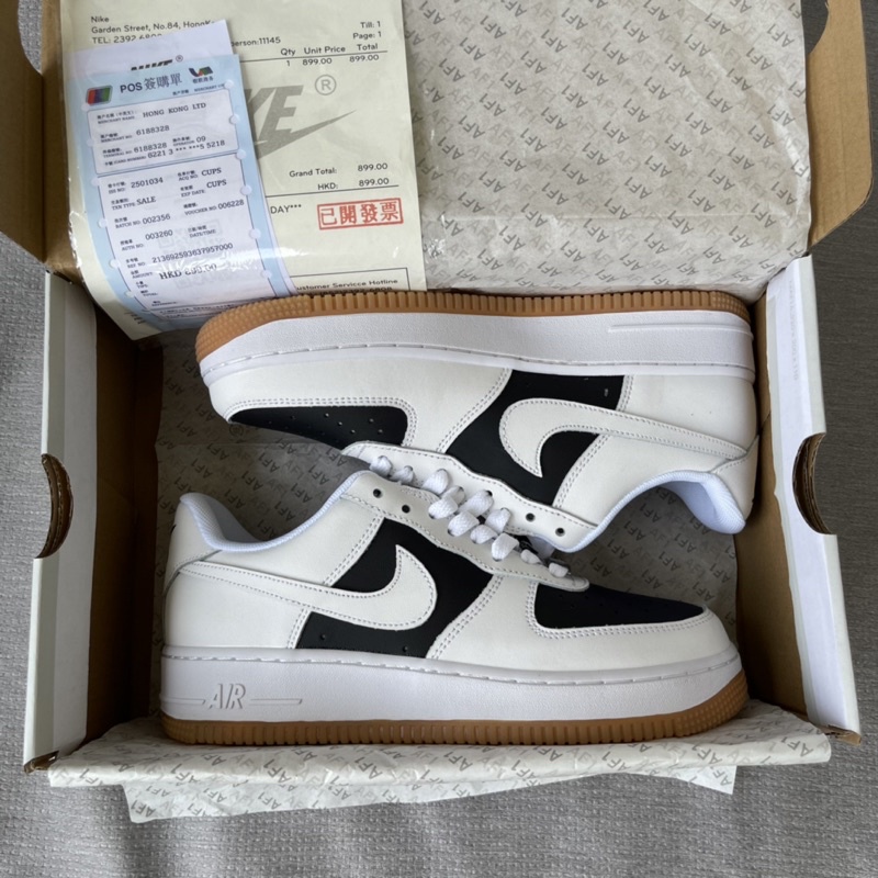 Af1 panda đế nâu, af1 đế nâu cao cấp, giày thể thao sneaker đế cao 3cm