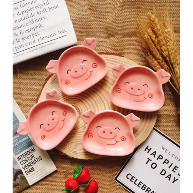 Bát Ăn Dặm Hình Heo, Khay Gốm Sứ Hình Heo Hồng Siêu Cute Beofamily