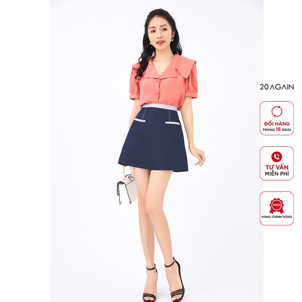 [Mã WABRAG99 giảm 10% đơn 99K] Chân váy nữ công sở chữ A phối túi 20AGAIN JAW0986