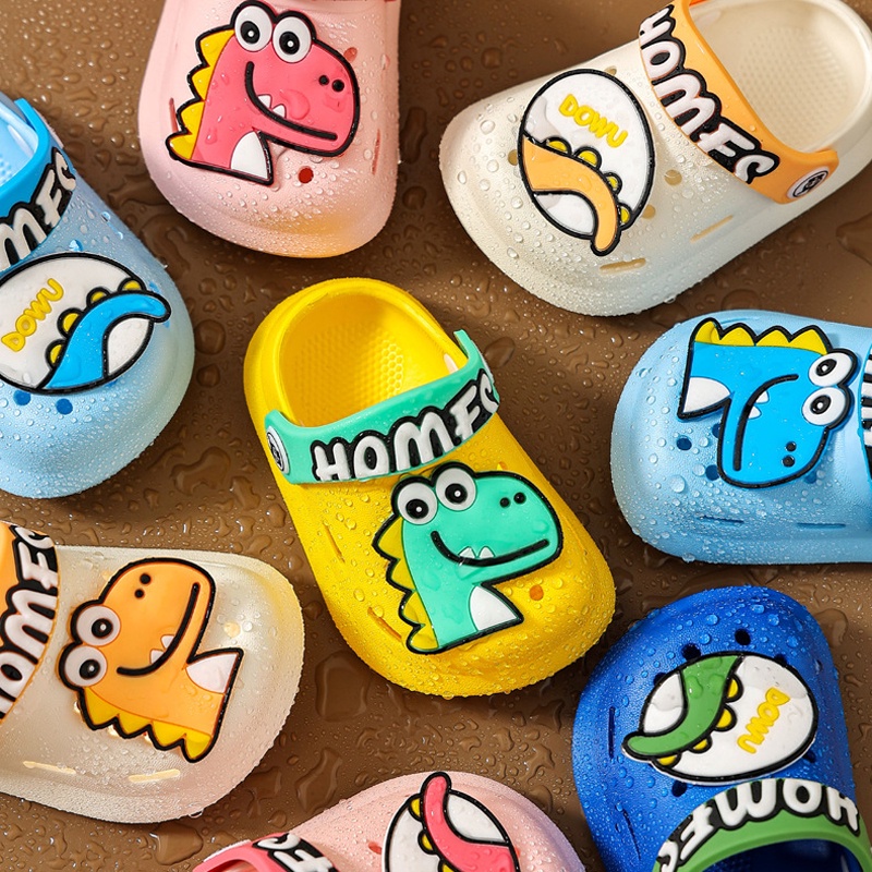 Dép Sandal Đục Lỗ Đi Trong Nhà Tắm Chống Trượt Hình Khủng Long Hoạt Họa Thời Trang Mùa Hè Mới Cho Bé Trai Bé Gái