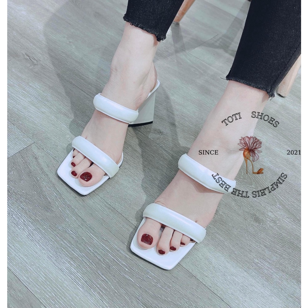 GUỐC NỮ TOTIIE SHOES - DÉP CAO GÓT 2 QUAI NGANG MŨI VUÔNG - DÉP NỮ THỜI TRANG - DÉP GUỐC ĐẾ TRỤ 9CM - D2202160