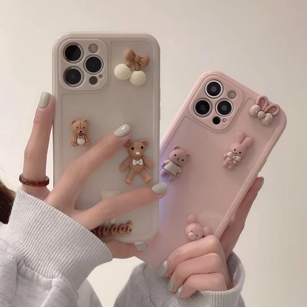 Ốp điện thoại TPU gấu 3D thích hợp cho Iphone 13promax 7plus 8 8Plus Xr X/Xs XsMax 11 11Pro 11/12Promax 12Mini 12Pro
