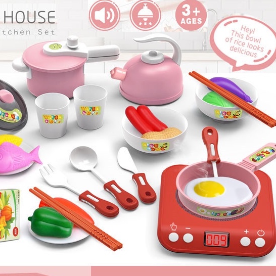 Bộ Đồ Nấu Ăn 36 Món Bằng Nhựa Cao Cấp Hiệu Ứng Bếp Tạo Cảm Giác Thật Cho Bé Tập Làm Đầu Bếp
