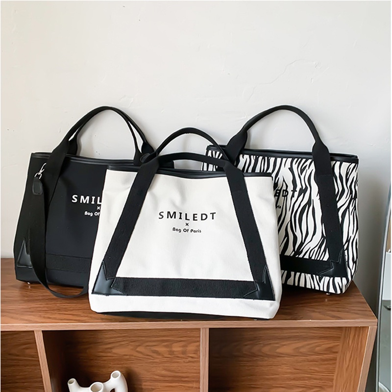 Túi đeo chéo IELGY canvas sức chứa lớn họa tiết sọc ngựa vằn thời trang dành cho nữ