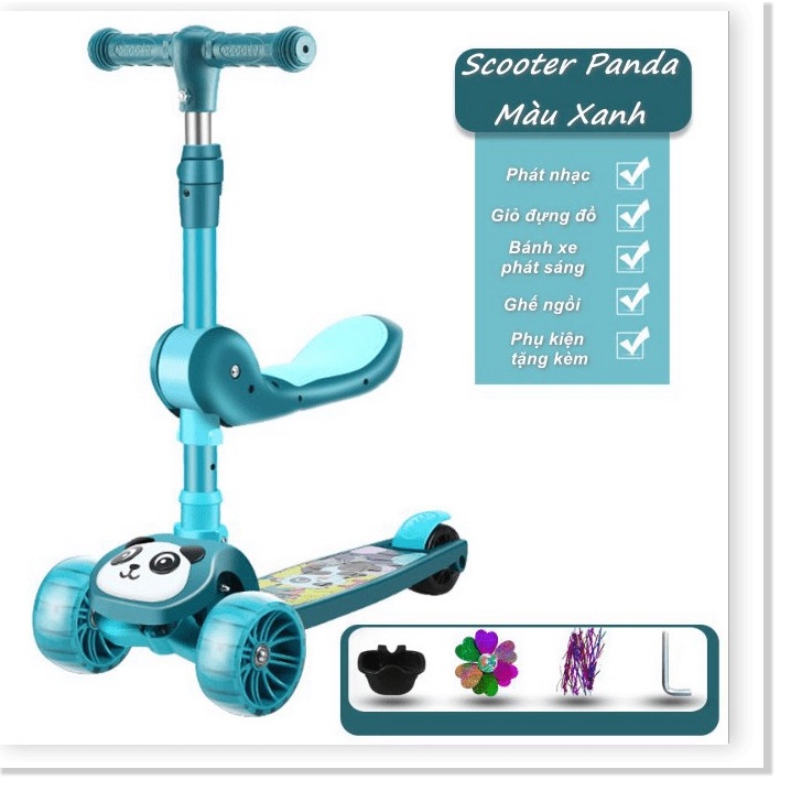Xe Scooter PANDA 3In1 Chồi Chân, Có Nhạc