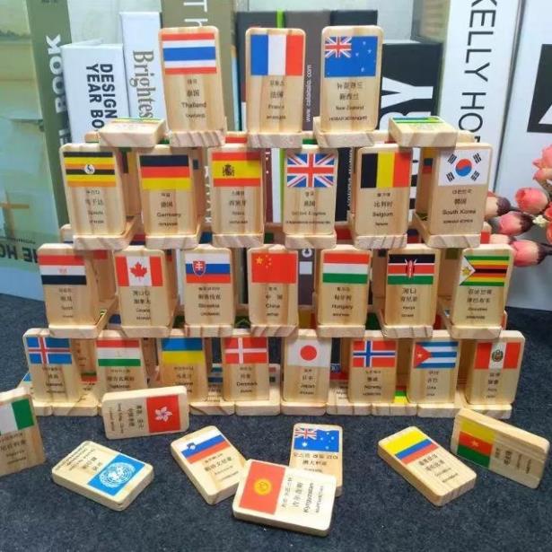 Đồ chơi trí tuệ Domino Cờ Các Nước bằng gỗ