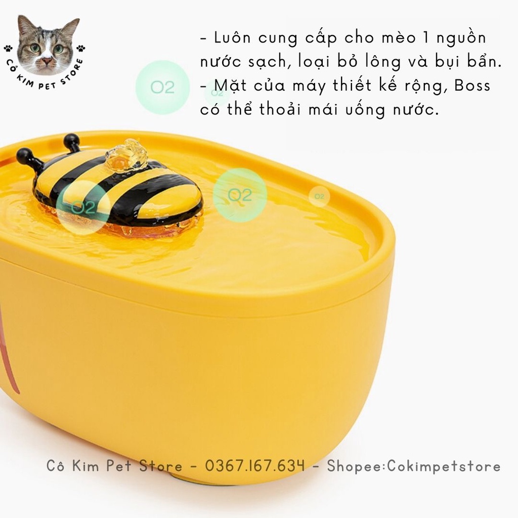 Máy lọc nước cho mèo hình chú ong dung tích 2000ml
