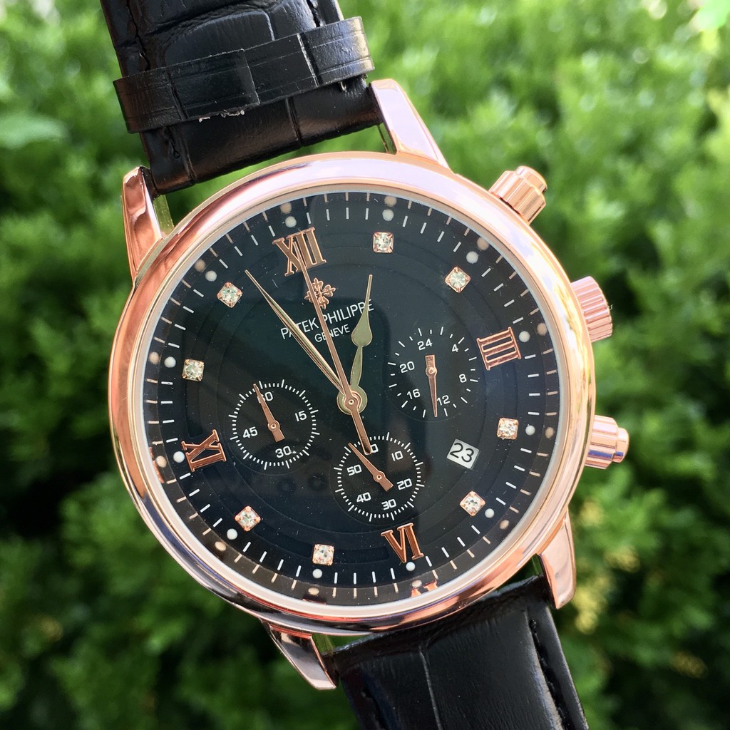 Đồng hồ nam Chronograph P.a.t.e.k phiên bản dây da cao cấp, mặt kính sapphire chống xước, chống nước tốt 3ATM | BigBuy360 - bigbuy360.vn