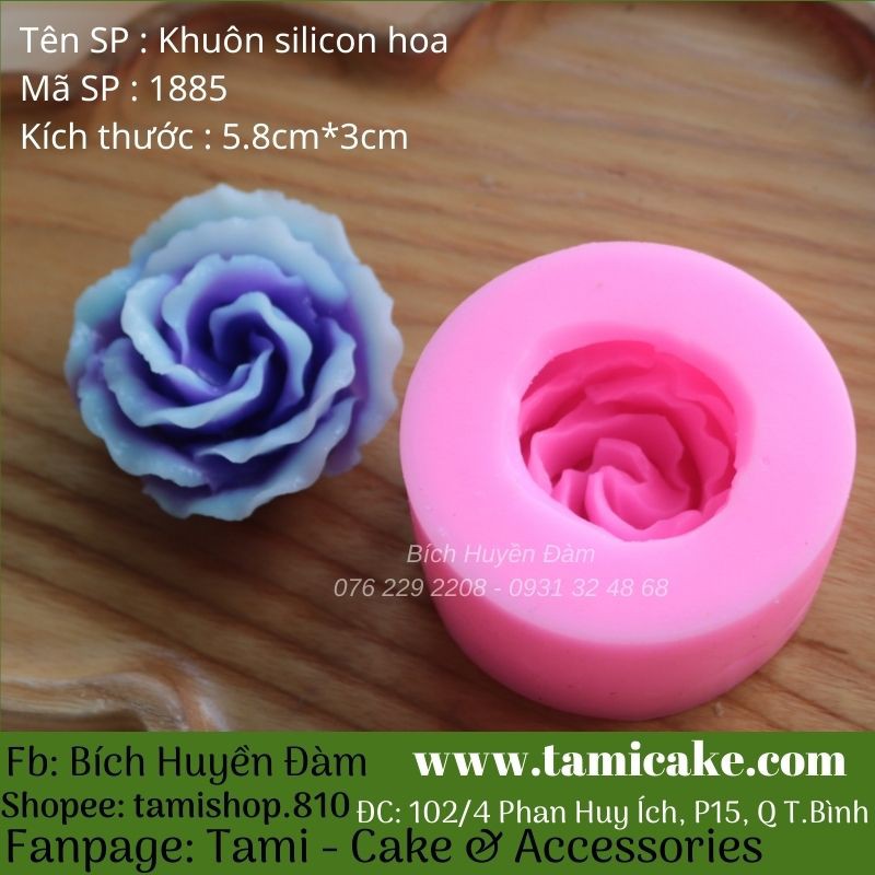 Khuôn silicon hoa hồng cánh xoắn 1885