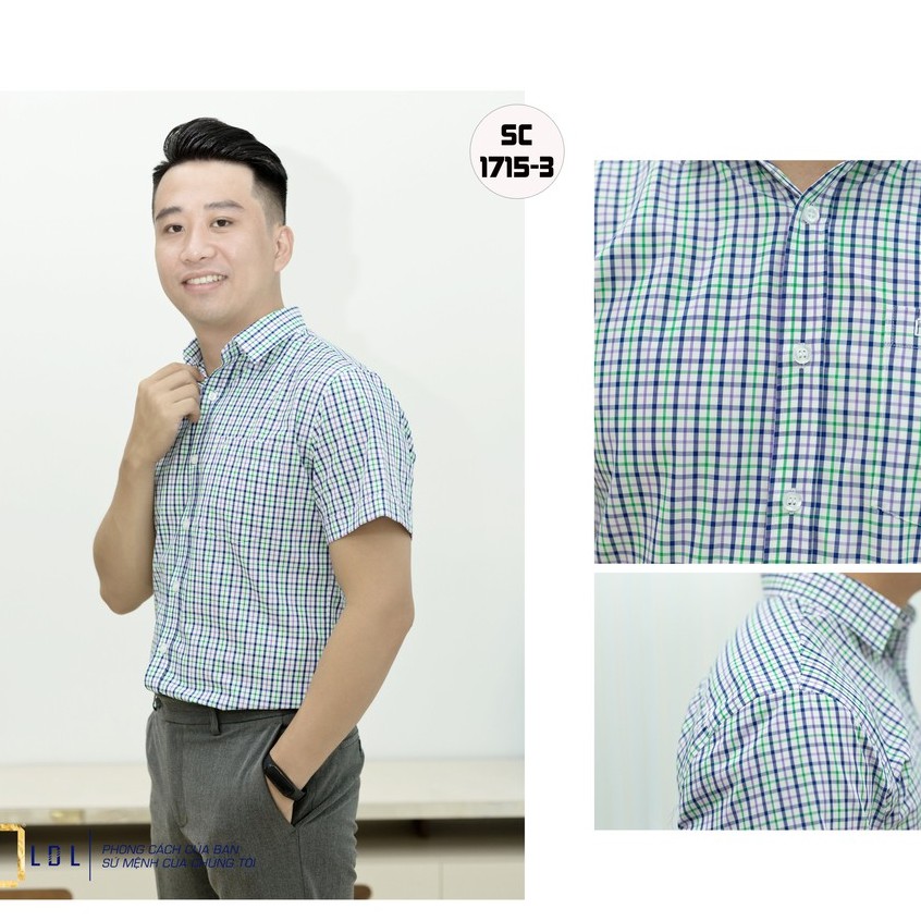 Áo sơ mi nam công sở tay ngắn LDL  họa tiết kẻ sọc với 100% cotton mền mịn,  thoáng mát, kháng khuẩn tốt | BigBuy360 - bigbuy360.vn