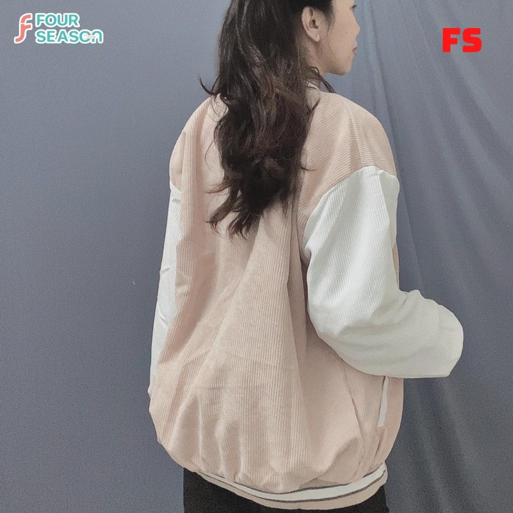 Varsity jacket nhung tăm unisex form rộng CHOOSE AKNT03 4S áo bomber 2 lớp ulzzang street style nam nữ hottrend