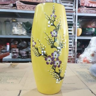 Bình bông sứ Bát Tràng Việt Nam màu vàng