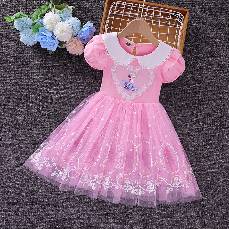 Váy Elsa cho bé gái 3-8 tuổi xinh xắn với họa tiết công chúa elsa