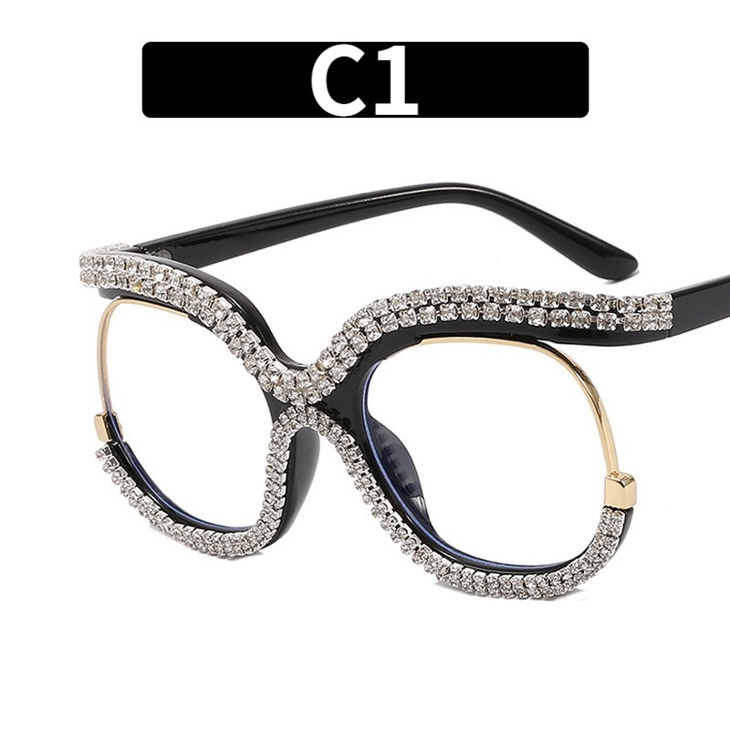 Mắt Kính Gọng Tròn Đính Đá Phong Cách Thời Trang Phương Tây